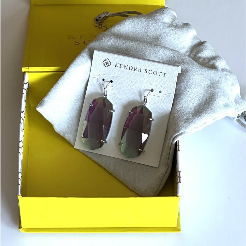 Kendra Scott Esme Drop Earrings Dichroic Glass ~ Bag & Box Included - Picture 2 of 6